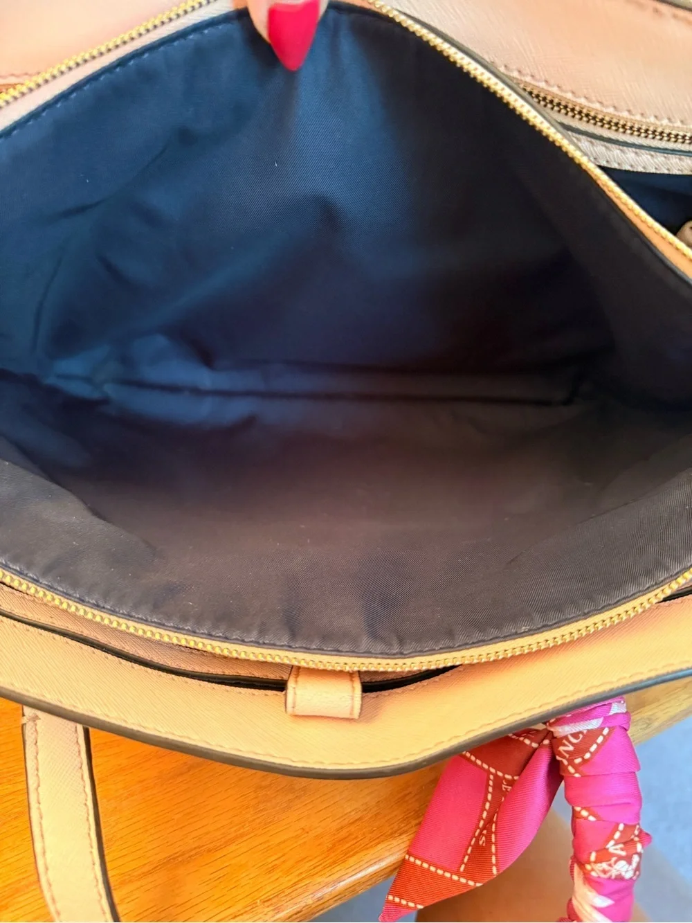Tory Burch Blush Pink Leather Tote with Pink Scarf Accent